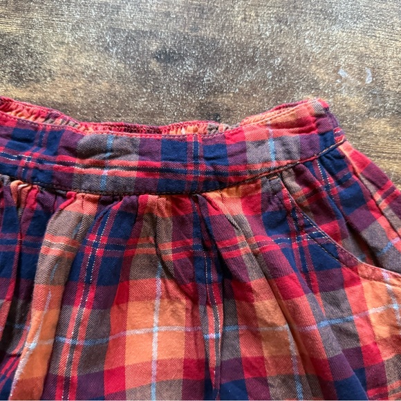 Justice Girls Red Orange Navy Plaid Skirt Skort 10 - Picture 2 of 5